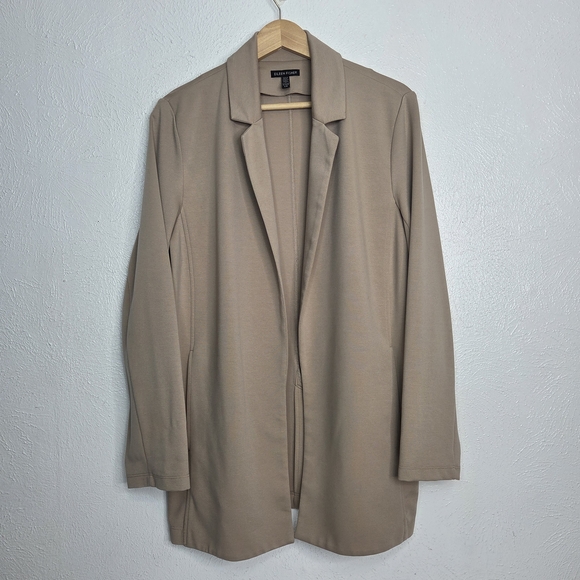 Eileen Fisher Flex Tencel Ponte Notch Collar Jacket Bramble Tan Women's Large - Picture 3 of 16